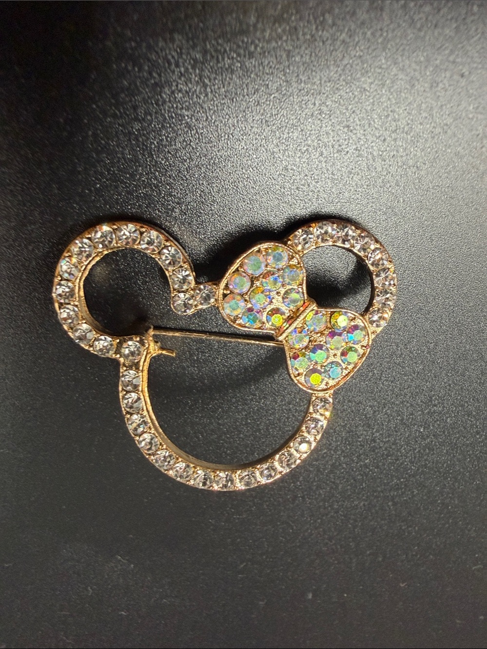 Gold-Tone Crystal Minnie Mouse Silhouette Brooch/pin